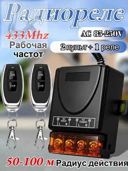 Пульт управления гаражными воротами 433 МГц 220 В, с одним реле и двумя пультами