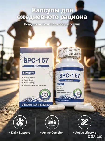 Капсулы с пептидом BPC-157, новым защитным соединением без ГМО, безглютеновой добавкой для восстановления мышц и тренировок, 60 капсул