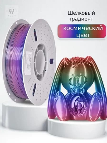 PLA-пластик с трехцветным градиентом и эффектом радужной гаммы, предназначенный для 3D-печати (1 кг)