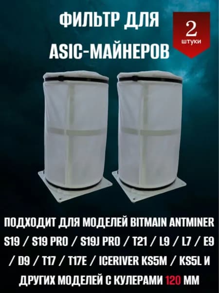2шт Фильтр для асика S21, S19, T21, L9, быстросъемный комплект 200 мм E9, ks5l, ks5m antminer bitmain iceriver от пыли и насекомых. Система охлаждения для асика/майнера.