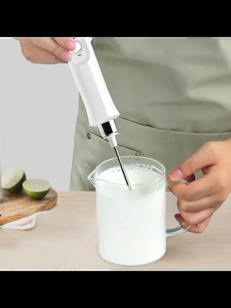 Молочный пенник USB для кофе, 3 венчика, ручной, белый