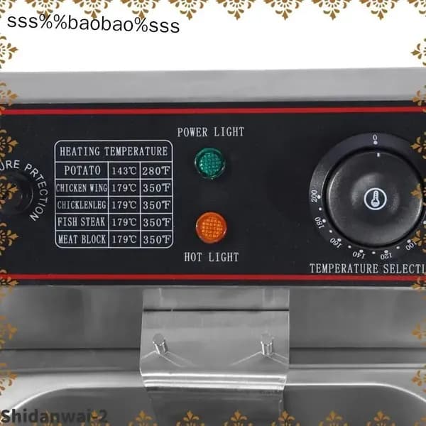 Фритюрница из нержавеющей стали, двойной бак 12L, с двумя термостатами, для коммерческого использования
