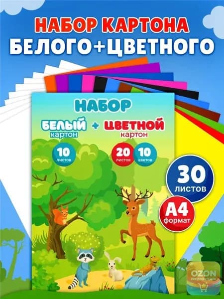 Картон A4, количество листов: 30