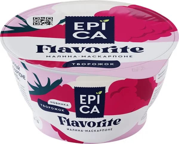 Десерт творожный EPICA Flavorite Малина, маскарпоне 7,7%, без змж, 130г 4 шт.