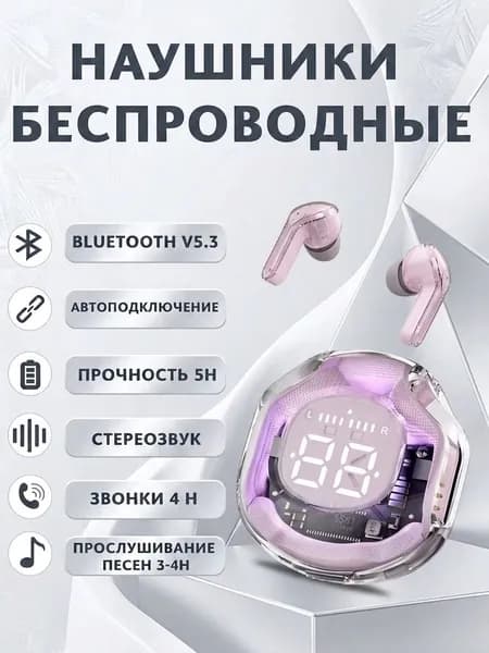 Наушники беспроводные с микрофоном Air3, Bluetooth, USB Type-C, светло-розовый