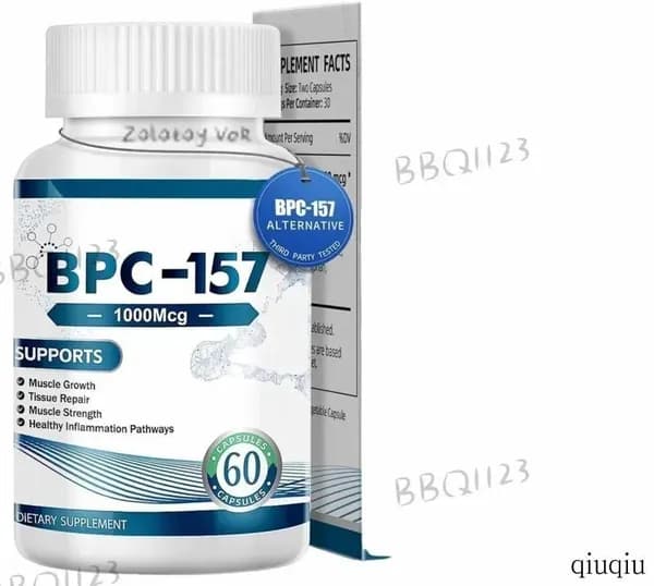 Капсулы с пептидом BPC-157, новым защитным соединением без ГМО, безглютеновой добавкой для восстановления мышц