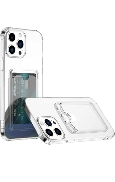 Прозрачный чехол на iPhone 12 Pro Max с кармашком для карточки