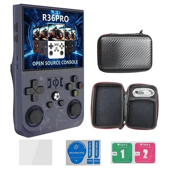 Портативная игровая консоль Retro R36 Pro с 3,5-дюймовым IPS-экраном, портативный карманный плеер с 128 ГБ предустановленных игр, система Linux