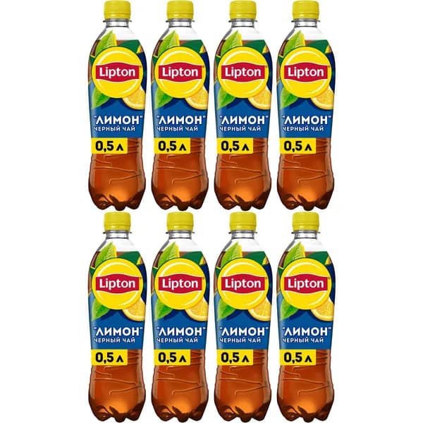 Холодный чай Lipton черный лимон 500 мл, набор: 8 штук