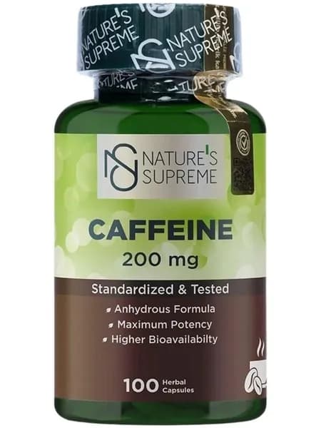 Кофеин в таблетках. Caffeine для энергии. 100 капсул. Турция