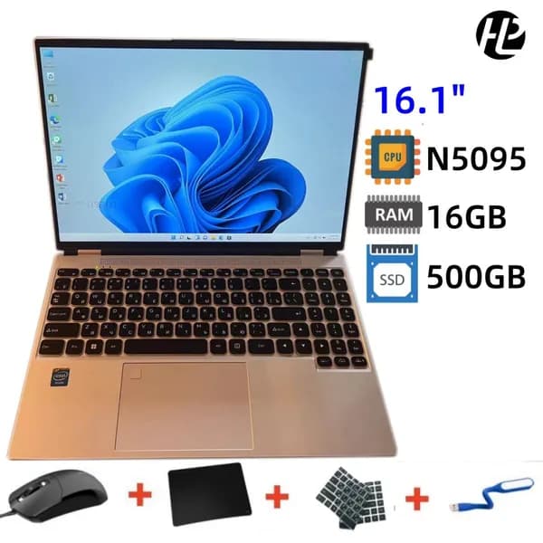 Игровой ноутбук 16.1", Intel Celeron N5095, RAM 16 ГБ, SSD 128 ГБ, Intel HD Graphics, Windows Home, серебристый, Русская раскладка
