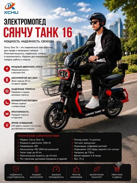 СЯНЧУ Электроскутер ТАНК, оранжевый, черный