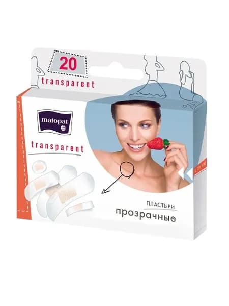 Пластырь-пластинки Мatopat Transparent (прозрачные) по 20 шт.
