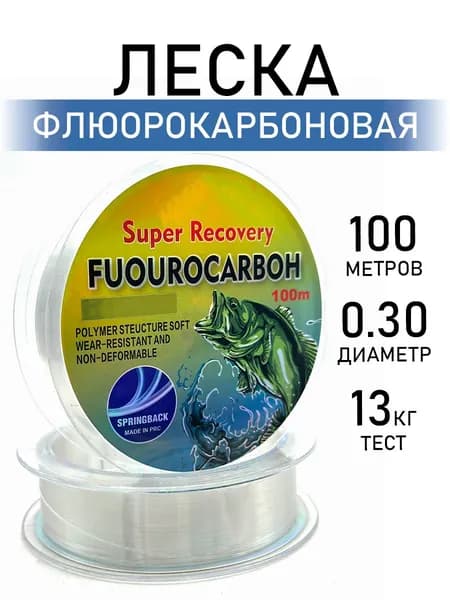 MegaYun Флюорокарбоновая леска для рыбалки, размотка: 100 м, толщина: 0.3 мм