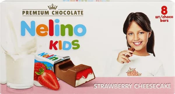 Шоколад молочный NELINO Kids с начинкой со вкусом чизкейка и клубничной начинкой (Сербия) 100г