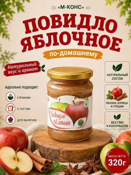 Повидло яблочное Мичуринское ГОСТ, 320 г
