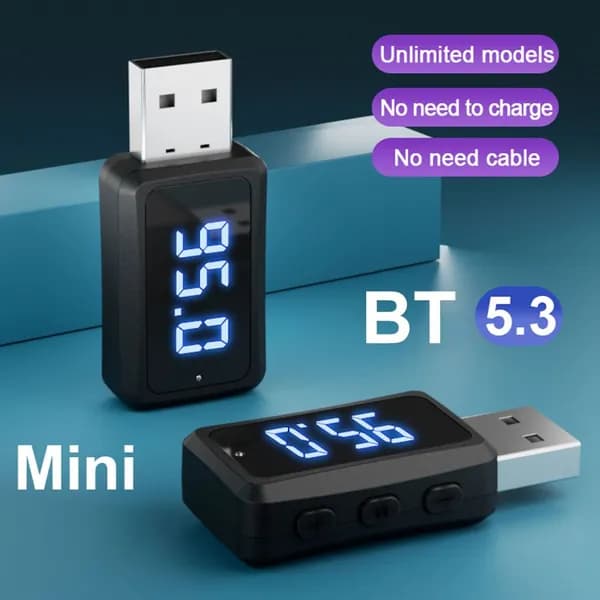 Автомобильный адаптер FM-передатчика FM02 USB Bluetooth 5.3 оснащен дисплеем для громкой связи.