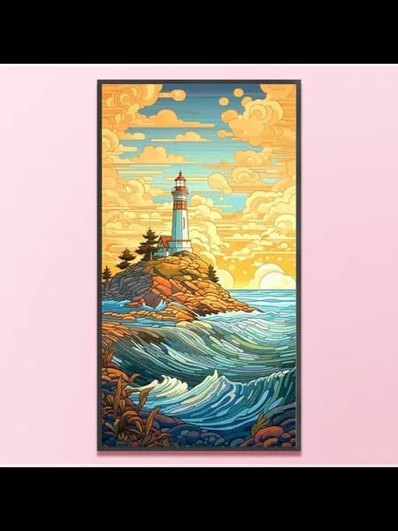 Каллиграфия крестом на хлопке 14CT витраж 40x70