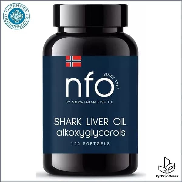 Norwegian Fish Oil Комплекс из жира печени акулы с Омега 3, 120 капсул