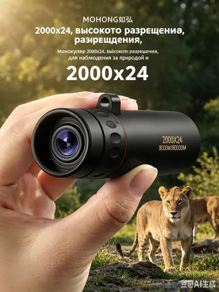 Монокуляр 2000x24, высокого разрешения, для наблюдения за природой и животными, с креплением для телефона