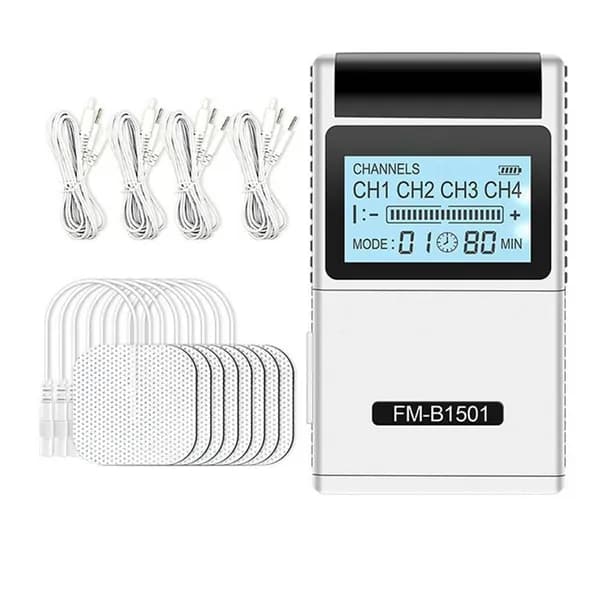 ЭМС-стимулятор мышц, универсальная TENS-терапия. Для снижения боли и восстановления / ЖК-экран, 4 канала, 15 режимов, 20 уровней интенсивности