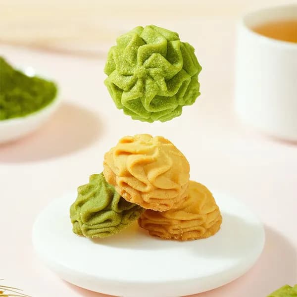 Печенье с маслом и матчей, ароматная закуска для полдника, популярная выпечка для общежития и офиса