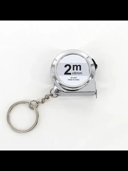 Мини-рулетка 2 м, серебряная, на ключах