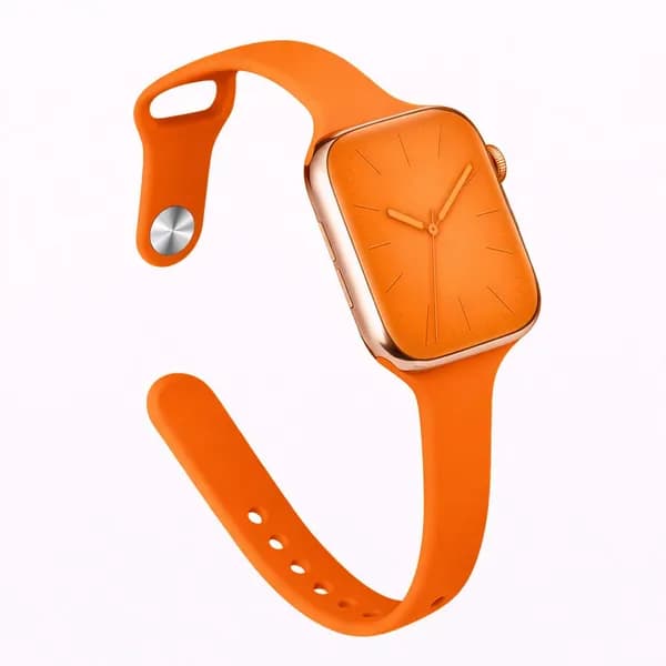 Узкий Ремешок для 42(s10)/41/40/38mm Apple Watch, цвет Оранжевый, силиконовый ремешок для умных часов Эпл Вотч