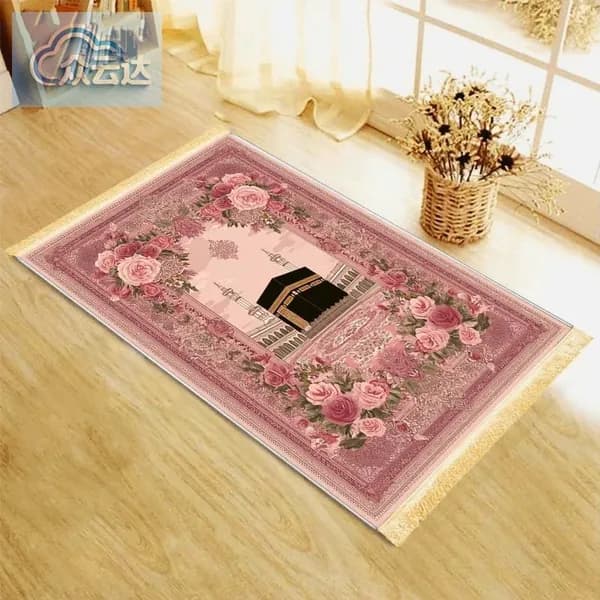 Коврик для намаза из микровельюра темно-розовый 80x120 см