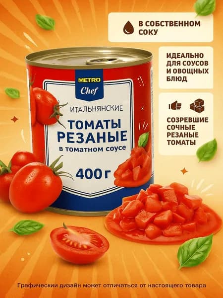 Томаты Metro Chef резаные в томатном соусе 400 г
