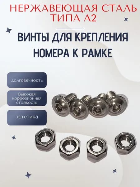 НЕРЖАВЕЮЩИЕ болты для номерных знаков - крепление НОМЕРА К РАМКЕ м6х12