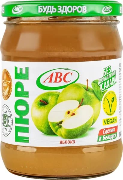 Пюре фруктовое ABC Будь здоров Яблоко, без сахара, 450г