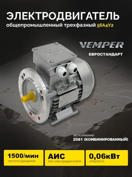 Электродвигатель АИС 56А4У2 0,06кВт 1500об/мин (комби) VEMPER Энергоиндустрия