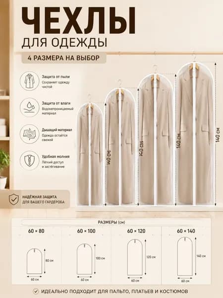 Чехол для одежды 80x60 см, 1 шт