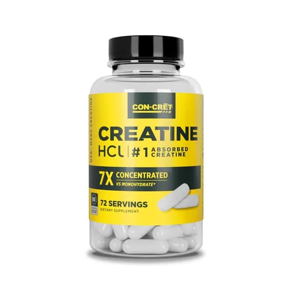 CON-CRET Капсулы креатина HCl Мышечная, когнитивная, клеточная энергетическая поддержка Нет вздутия живота или судорог