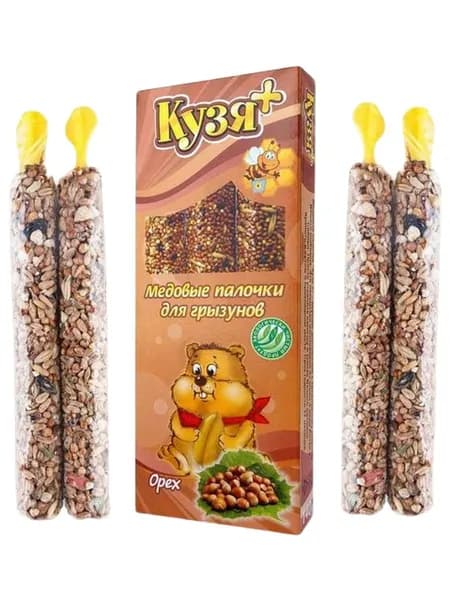 КУЗЯ+ медовые палочки для грызунов Орех (4шт)