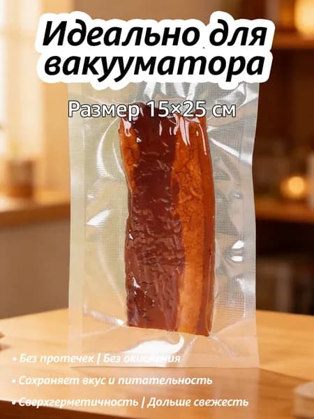 Вакуумные пакеты текстурированные 30 шт, для вакууматора и продуктов 15x25cm