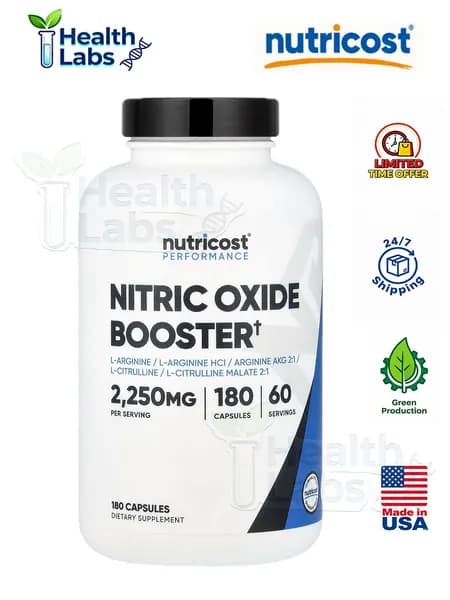 Nutricost, Performance, стимулятор выработки оксида азота/NITRIC OXIDE BOOSTER, 180 капсул