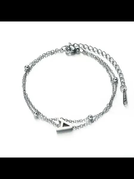 Браслет из нержавеющей стали с буквой A, Silver Color