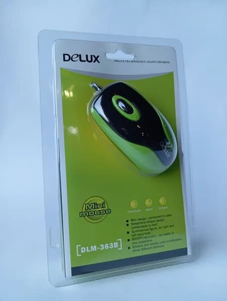 Мышь DELUX "DLM-363B" опт.,mini, 800dpi, USB (2 кн+скролл), черно-зеленая