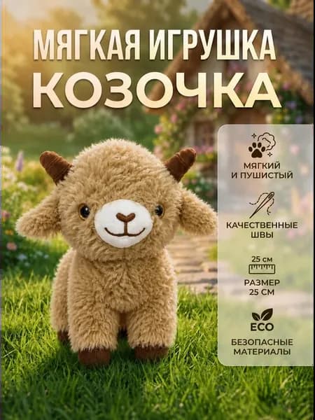 Мягкая игрушка плюшевая козочка 25 см