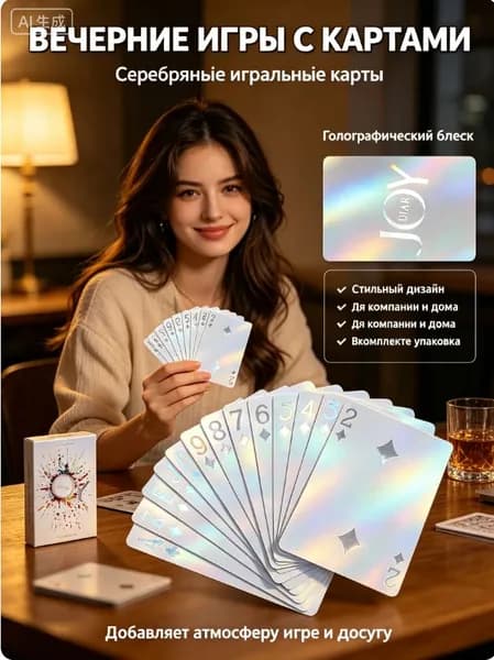 Люминесцентные лазерные персонализированные флуоресцентные игральные карты 1 пара из 54 листов