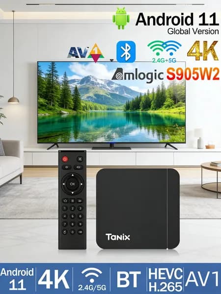 Tanix Медиаплеер Android, 4 ГБ/64 ГБ, Bluetooth, Wi-Fi, черный