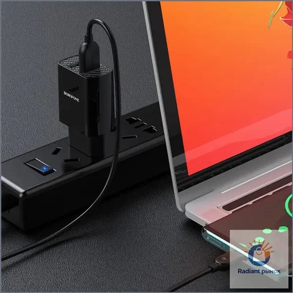 Сетевое зарядное устройство BOROFONE BA53A, Micro USB, 2 выхода USB, 5V/2.1A, быстрая зарядка, черный