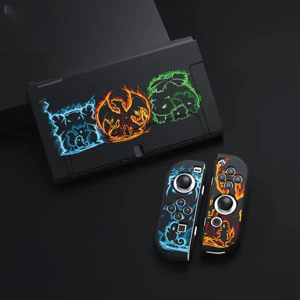 Силиконовый защитный чехол на игровую приставку Nintendo Switch Oled, мягкий чехол из TPU Покемон