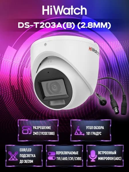 HiWatch DS-T203A(B) (2.8mm) Видеокамера