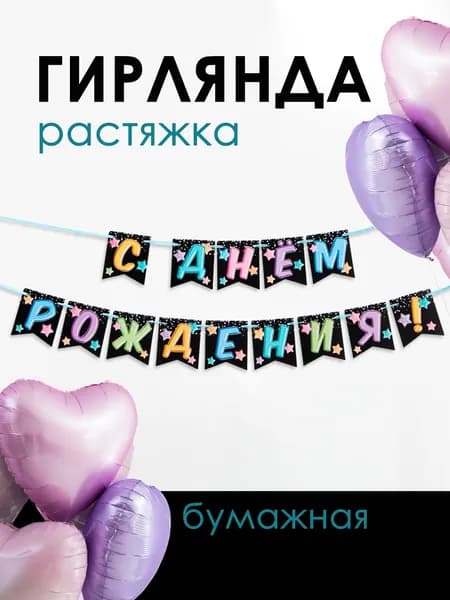 Гирлянда растяжка С Днём Рождения