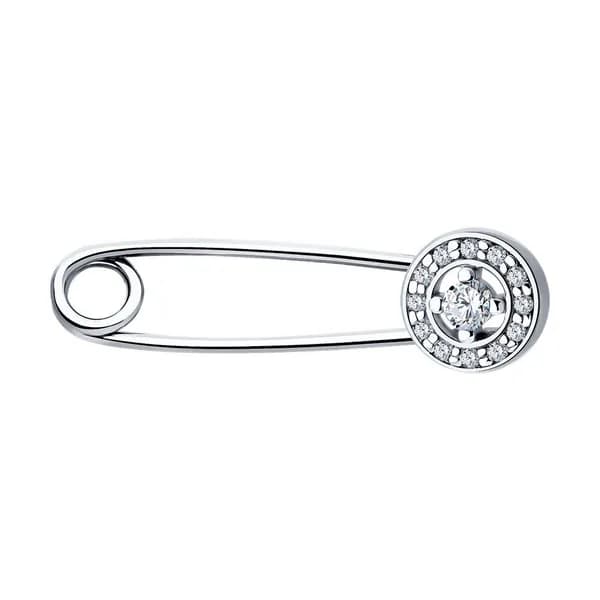 Diamant, Брошь из серебра с фианитами, 94-140-02634-1, булавки, 925 проба
