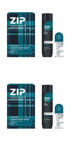 Zip for Men Подарочный набор Blue Cage: Гель-шампунь 2в1, 250мл + Дезодорант шариковый, 50мл, 2 упаковки