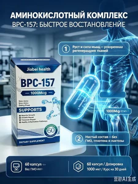 Пептид для заживления ран,желудка,суставов и связок BPC-157 Jiabei health 60 caps/ БПС-157 Jiabei Health 60 капс